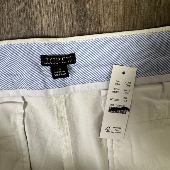 J.Crew 4" Stretch Classic Chino Short WMNS 14 White Hi-Rise Slant Pocket Zip Fly - Picture 4 of 8